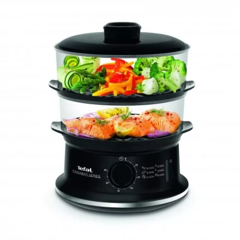 Tefal VC140135 ērti lietojams tvaika gatavotājs, 2 grozi, 6,5 L, 900 W, melns