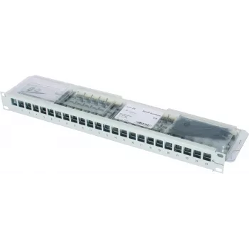 TELEGÄRTNER 19 inch 1U modulārs patch panelis ar 24 AMJ-S Cat.6A ekranētiem moduļiem, T568A, bezinstrumentu IDC, RJ45/RJ11/RJ12 J02023A0039