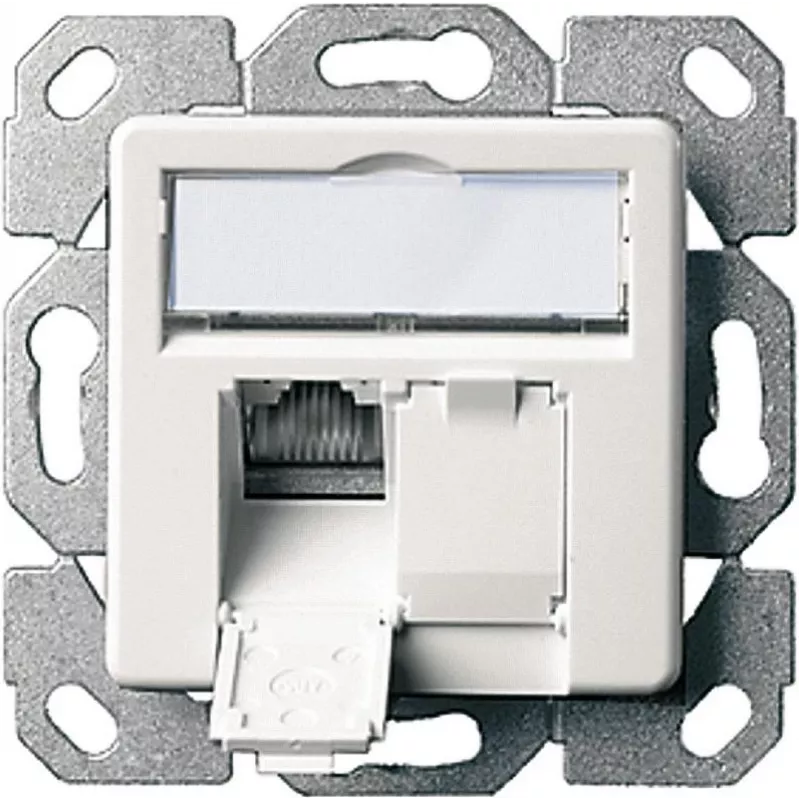 Telegärtner AMJ45 8/8 K Up/50 Cat.6A iekšējā datu kontaktligzda, 2x RJ45, ekranēta, pērļu balta RAL 1013 J00020A0501