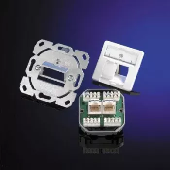Telegärtner AMJ45 8/8 UP/0 iegremdējamā RJ45 kontaktligzda, 2 porti, Cat.6A, ekranēta, tīri balta J00020A0388