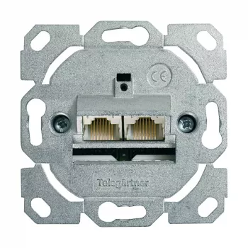 Telegärtner AMJ45 Datu izejas modulis, 2 porti RJ45, Cat.6A ekranēts, 10G, bezinstrumentu IDC, cinka korpuss
