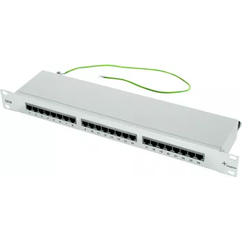 TELEGÄRTNER Cat.5e 24 portu RJ45 patch panelis, 1U, 19 collu, gaiši pelēks