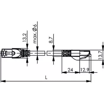 Telegärtner L00004A0104 Cat6a S/FTP tīkla savienojuma kabelis, 6 m, pelēks