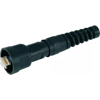 Telegärtner STX V1 RJ45 spraudņa komplekts, plastmasas variants 1, taisns, 8P8C, ekranēts, melns, 1 gabals