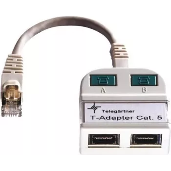 Telegärtner Token Ring sadalītājs RJ45 vīrišķais uz 2x RJ45 sievišķais ekranēts gaiši pelēks J00029A0011