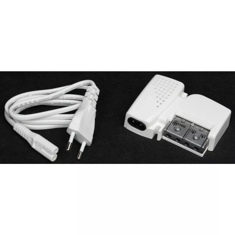TELEVES PicoKom 1 EC Antenas pastiprinātājs, 1 ieeja, 2 izejas, 12 dB pastiprinājums, 47-694 MHz, F-tipa savienotāji, iekštelpām