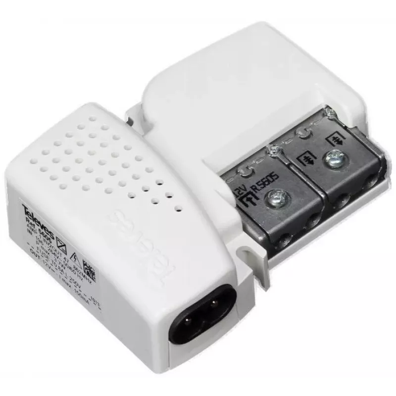 TELEVES PicoKom 1 EC Antenas pastiprinātājs, 1 ieeja, 2 izejas, 12 dB pastiprinājums, 47-694 MHz, F-tipa savienotāji, iekštelpām