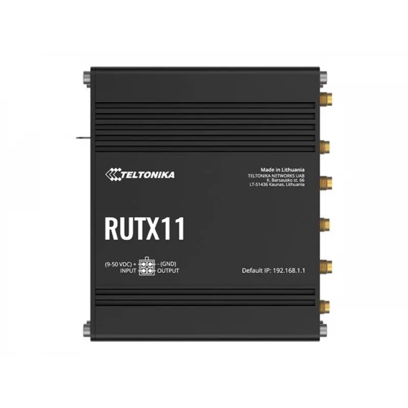Teltonika RUTX11 4G/LTE Cat 6 Dual-SIM maršrutētājs, ASV versija, Wi-Fi 5, 5x Gigabit Ethernet, GPS, alumīnijs, IP30