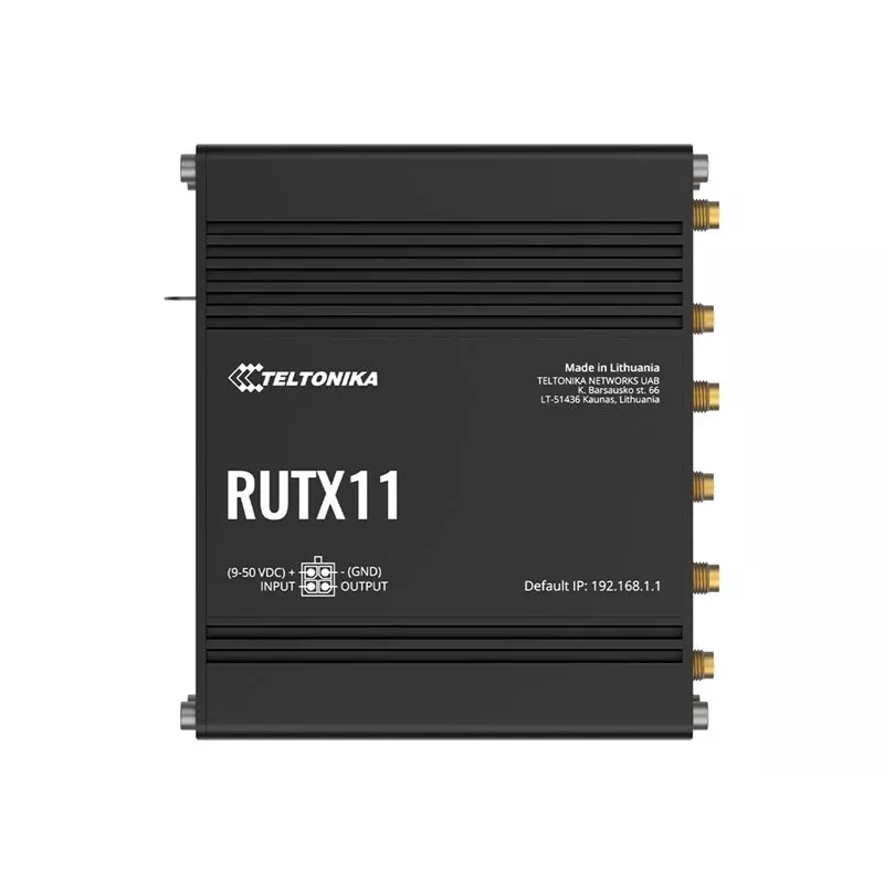 Teltonika RUTX11 4G/LTE Cat 6 Dual-SIM maršrutētājs, ASV versija, Wi-Fi 5, 5x Gigabit Ethernet, GPS, alumīnijs, IP30