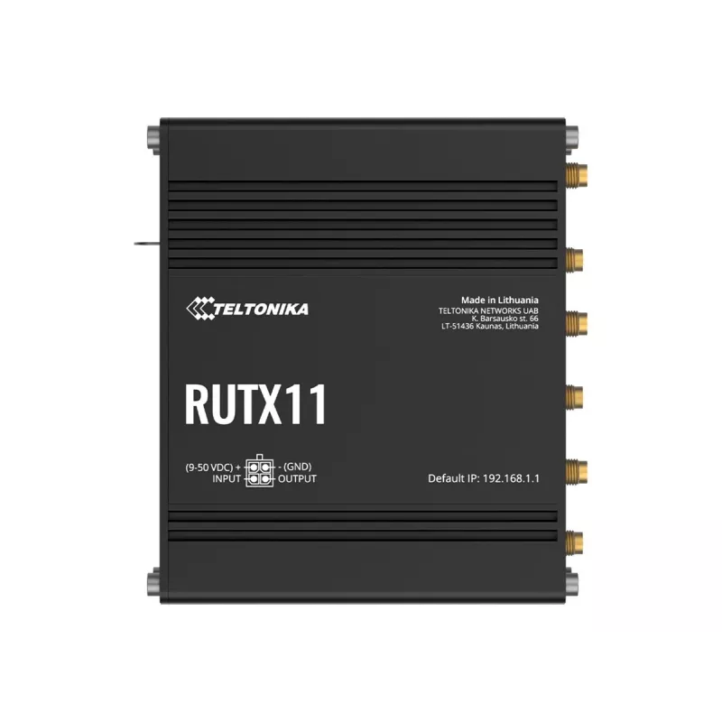 Teltonika RUTX11 4G/LTE Cat 6 Dual-SIM maršrutētājs, ASV versija, Wi-Fi 5, 5x Gigabit Ethernet, GPS, alumīnijs, IP30