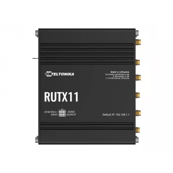 Teltonika RUTX11 4G/LTE Cat 6 Dual-SIM maršrutētājs, ASV versija, Wi-Fi 5, 5x Gigabit Ethernet, GPS, alumīnijs, IP30