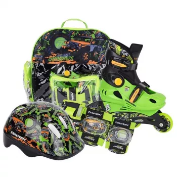 Tempish Racer Baby regulējamās inline skrituļslidas ar aizsargkomplektu, izmērs 30-33, melnas
