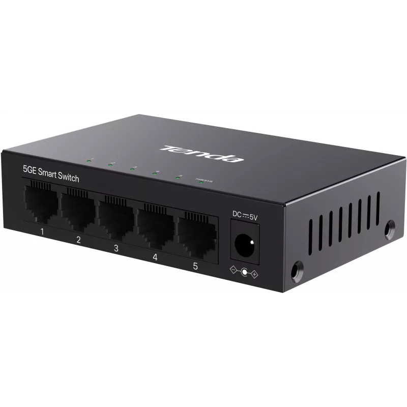 Tenda TEG2205D Web Smart L2 Cloud Managed Switch, 5x 10/100/1000 Mbps, Metāls, Bez ventilatora