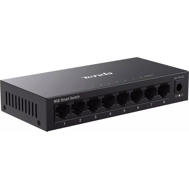 Tenda TEG2208D Web Smart L2 Cloud Managed Switch, 8x 10/100/1000 Mbps, Metāls, Bez ventilatora