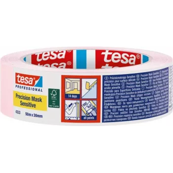 tesa 04333-00019-02 Krēpaina maskēšanas lente gaiši rozā 50 m x 30 mm
