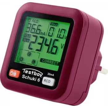 Testboy Testavit Schuki 6 kontaktligzdas testeris ar RCD testu, 230V, Schuko kontaktdakša 61610000
