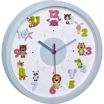 TFA 60.3051.14 Little Animal Kids Wall Clock - Light Blue - 30,9 cm - Quartz - Analog - Silent Sweep