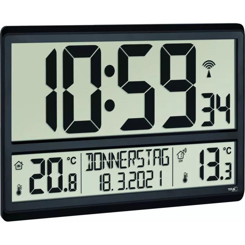 TFA 60.4521.01 XL Radio Clock with Indoor/Outdoor Temperature