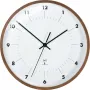 TFA Dostmann Radiovadāmais sienas pulkstenis ar koka rāmi, 25,5 cm diametrs, balts ciparnīca, arābu cipari, ar baterijām, DCF77 98.1097