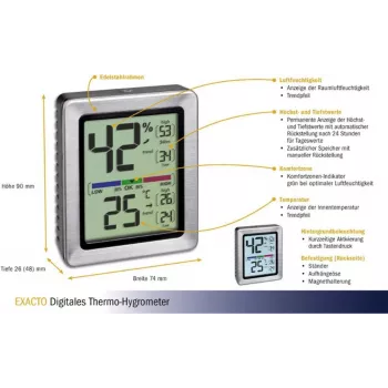 TFA EXACTO Digitalais termo-higrometrs Sudraba (30.5047.54)