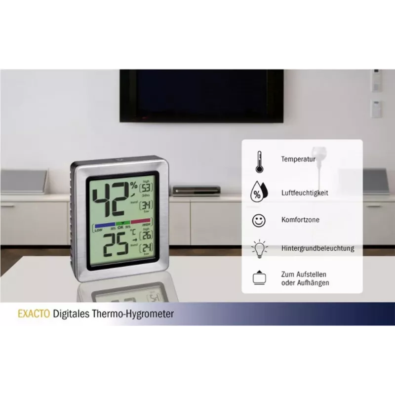 TFA EXACTO Digitalais termo-higrometrs Sudraba (30.5047.54)