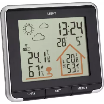TFA LIFE Radio Weather Station ar iekštelpu/ārštelpu termometru un higrometru, melns/sudrabs