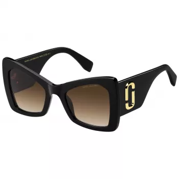 THE MARC JACOBS MARC761S807 Sieviešu kaķacs formas saulesbrilles, melns acetāts, pelēki gradienta lēcas, 52 mm