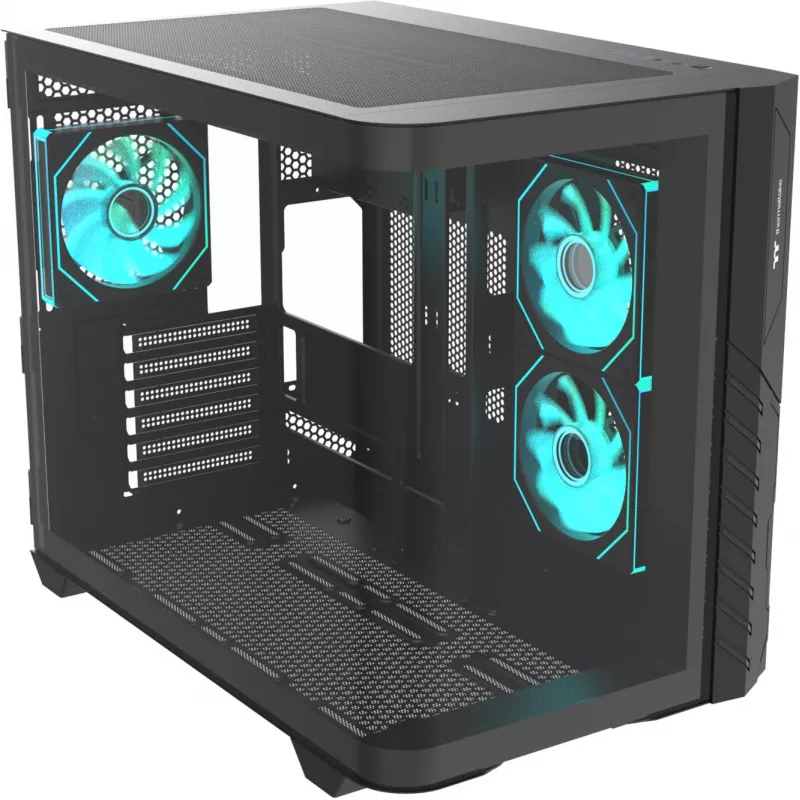 Thermaltake Vision 330 CR ARGB SE Edition Mid Tower korpuss, melns, 3x rūdīta stikla paneļi, 3x CT140 ARGB ventilatori