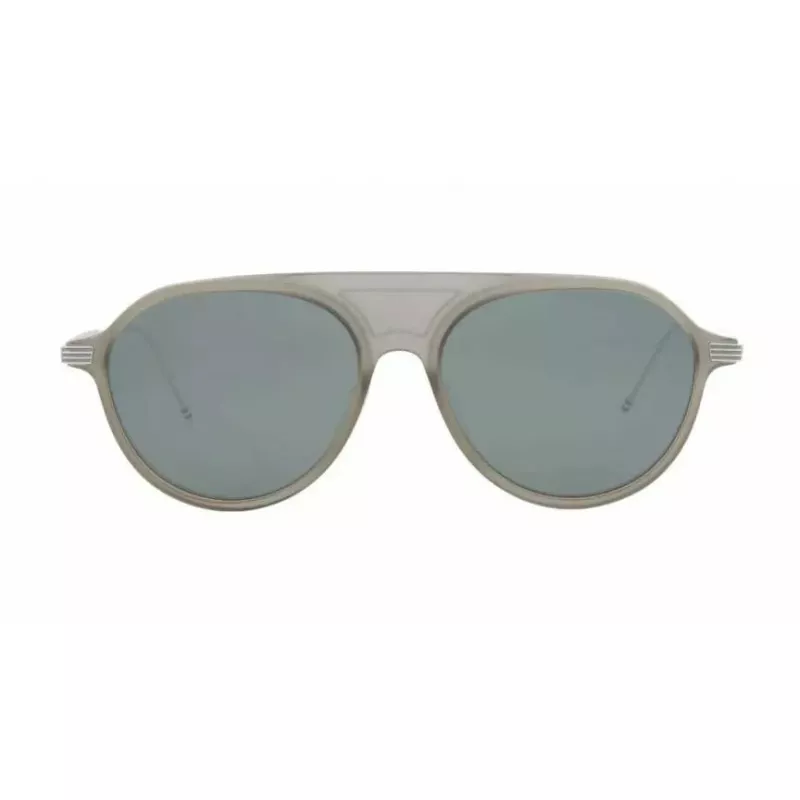 Thom Browne TB809BGRYSLV5 Unisex Saulesbrilles - Pelēks Rāmis, Sudraba Spoguļlēcas, 55/18/145 mm