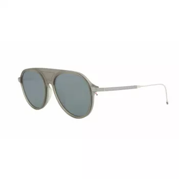 Thom Browne TB809BGRYSLV5 Unisex Saulesbrilles - Pelēks Rāmis, Sudraba Spoguļlēcas, 55/18/145 mm