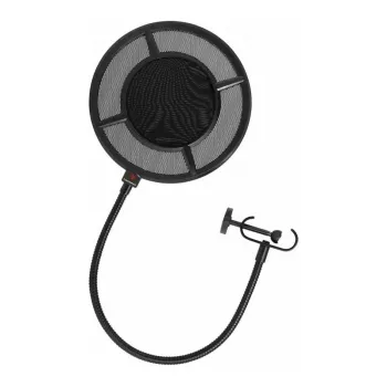 THRONMAX P1 divslāņu neilona sieta pop filtrs ar 350 mm lokano kakliņu un universālo skrūves skavu, melns