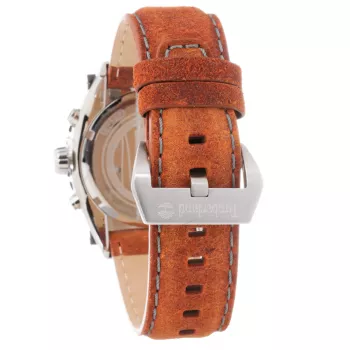 Timberland vīriešu pulkstenis TBL1331JS-02C 45mm nerūsējošais tērauds kvarca analogs melns ciparnīca brūna ādas siksniņa