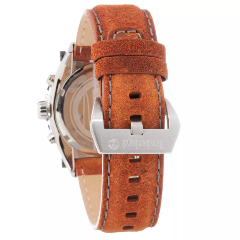 Timberland vīriešu pulkstenis TBL1331JS-02C 45mm nerūsējošais tērauds kvarca analogs melns ciparnīca brūna ādas siksniņa