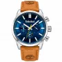 Timberland vīriešu pulkstenis TDWGF0028702M (53mm) - Nerūsējošā tērauda korpuss, brūna ādas siksniņa, melns ciparnīca
