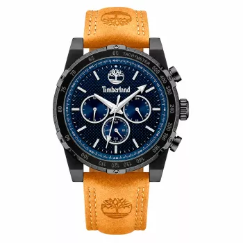 Timberland vīriešu pulkstenis TDWGF2230406M 46mm Nerūsējošais tērauds Zils ciparnīca Brūna ādas siksniņa