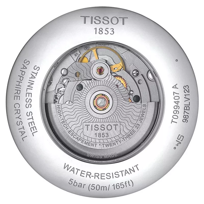 TISSOT T-Classic Chemin des Tourelles vīriešu automātiskais pulkstenis 42mm sudraba ciparnīca nerūsējošā tērauda aproce T099407110370