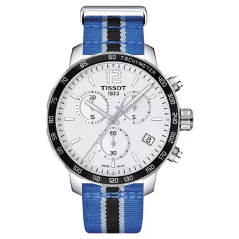TISSOT T-Sport Quickster Vīriešu Hronogrāfa Pulkstenis 42mm Melns PVD Nerūsējošais Tērauds un Neilona Siksniņa