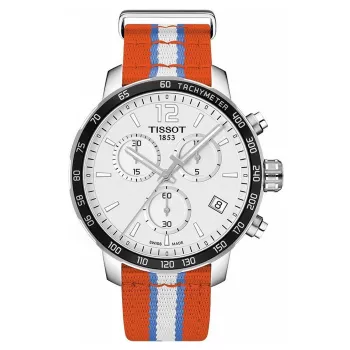 TISSOT T-Sport Quickster Vīriešu Šveices kvarca hronogrāfa pulkstenis 42mm Balts ciparnīca Balta silikona siksniņa T09547170371