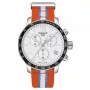 TISSOT T-Sport Quickster Vīriešu Šveices kvarca hronogrāfa pulkstenis 42mm Balts ciparnīca Balta silikona siksniņa T09547170371