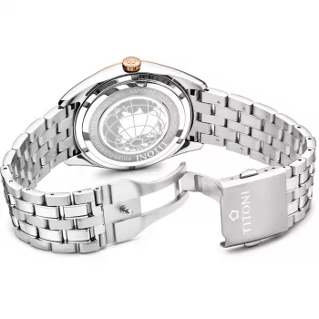 TITONI Airmaster vīriešu Šveices automātiskais pulkstenis 878SRG-657 41mm rozā zelta PVD nerūsējošais tērauds brūna āda