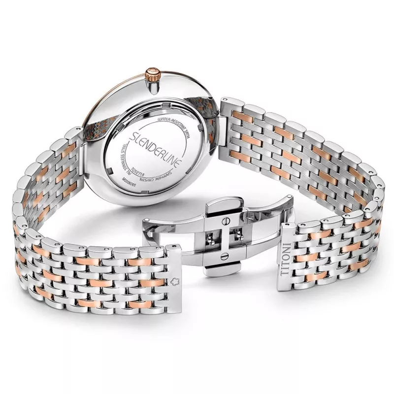 TITONI Airmaster vīriešu pulkstenis TQ52718SRG606 37mm Šveices kvarcs sudraba ciparnīca brūna ādas siksniņa