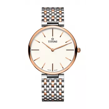 TITONI Airmaster vīriešu pulkstenis TQ52718SRG606 37mm Šveices kvarcs sudraba ciparnīca brūna ādas siksniņa