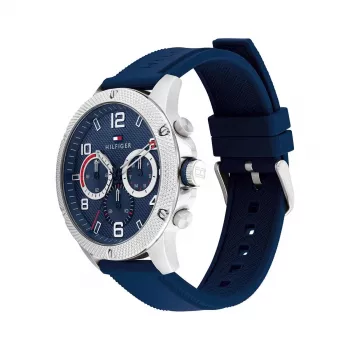 Tommy Hilfiger vīriešu 1792027 analogais kvarca pulkstenis 44mm zils ciparnīca sudraba nerūsējošais tērauds