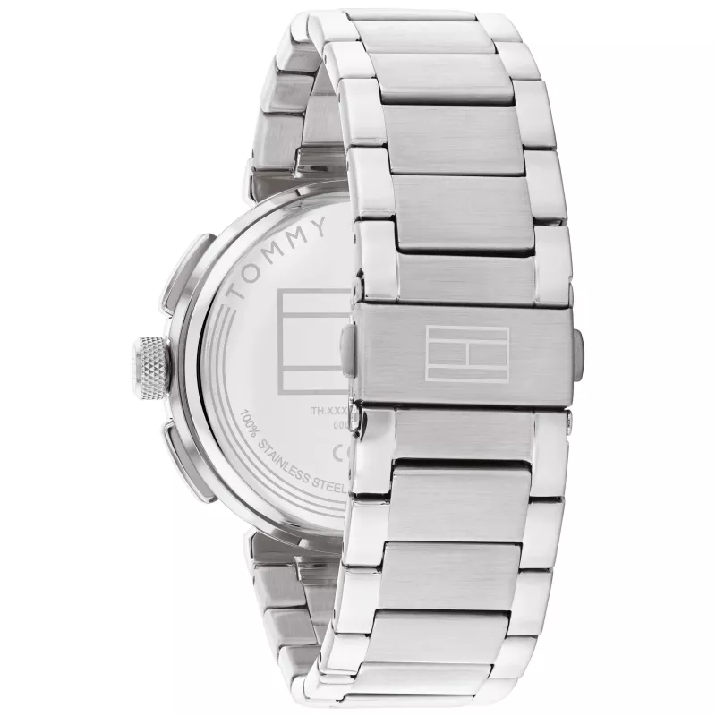 Tommy Hilfiger vīriešu 1792117 kvarca analogais pulkstenis 44mm nerūsējošais tērauds zils ciparnīca sudraba krāsas siksniņa