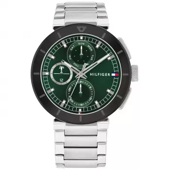 Tommy Hilfiger vīriešu 1792117 kvarca analogais pulkstenis 44mm nerūsējošā tērauda zils ciparnīca sudraba toņa siksniņa