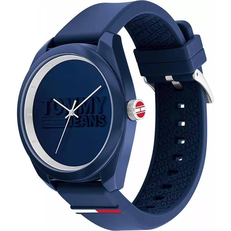 Tommy Hilfiger Vīriešu Damon kvarca pulkstenis 1791927 45mm Zils ciparnīca Nerūsējošā tērauda sieta aproce