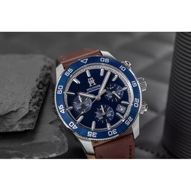 Tommy Hilfiger vīriešu Damon kvarca pulkstenis 1792163 41mm nerūsējošais tērauds zils ciparnīca