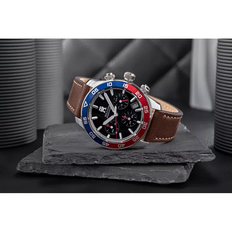Tommy Hilfiger vīriešu Damon kvarca pulkstenis 1792166 40mm zils ciparnīca brūna āda