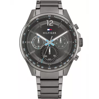 Tommy Hilfiger Vīriešu Decker kvarca pulkstenis 1791975 44 mm Zils ciparnīca Nerūsējošā tērauda siets