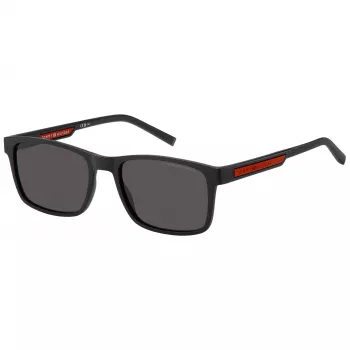 TOMMY HILFIGER Vīriešu saulesbrilles TH2089S003IR Kvadrātveida melns rāmis Pelēkas lēcas 56mm